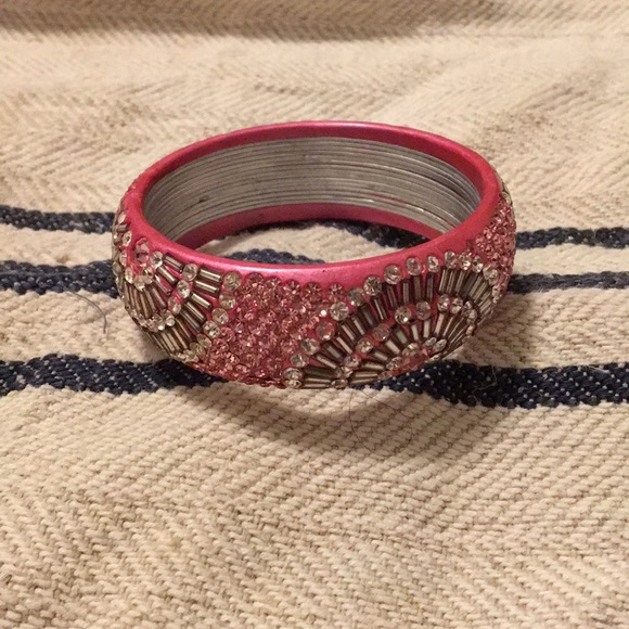 Pink & Blue Rhinestone Enamel Bangles - Picture 2 of 6